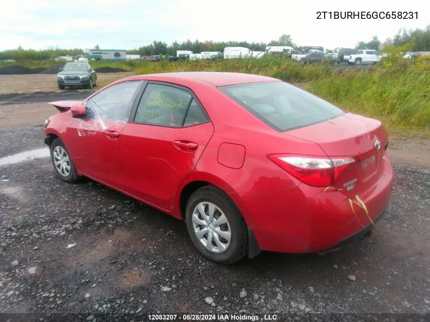 2016 Toyota Corolla Le VIN: 2T1BURHE6GC658231 Lot: 12083207