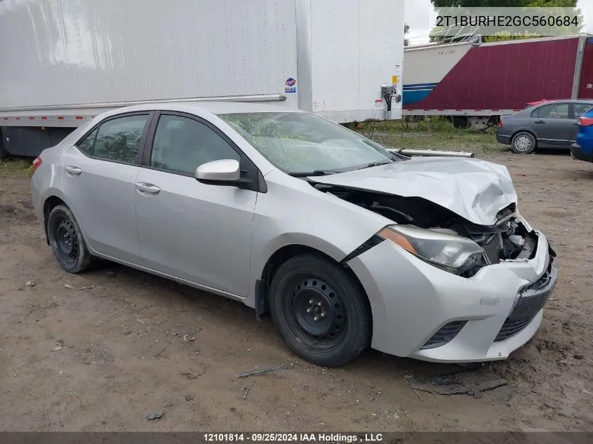 2016 Toyota Corolla L/Le/Le Pls/Prm/S/S Pls VIN: 2T1BURHE2GC560684 Lot: 12101814