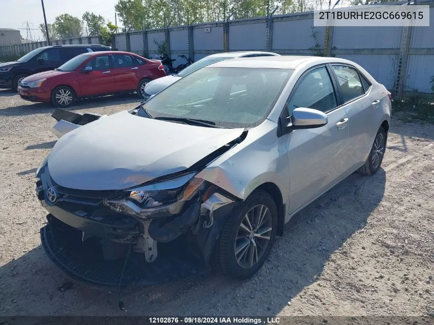 2016 Toyota Corolla L/Le/Le Pls/Prm/S/S Pls VIN: 2T1BURHE2GC669615 Lot: 12102876