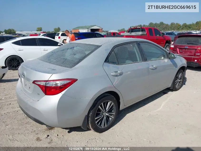 2016 Toyota Corolla L/Le/Le Pls/Prm/S/S Pls VIN: 2T1BURHE2GC669615 Lot: 12102876