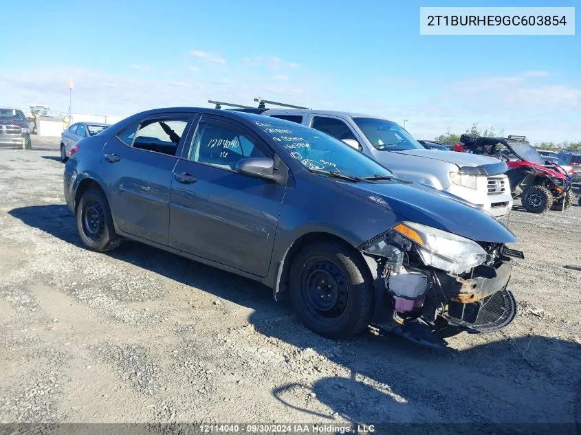 2016 Toyota Corolla Le VIN: 2T1BURHE9GC603854 Lot: 12114040