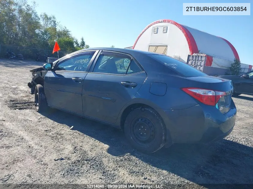 2016 Toyota Corolla Le VIN: 2T1BURHE9GC603854 Lot: 12114040