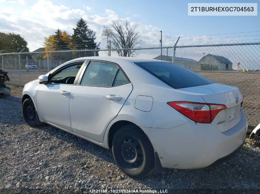 2016 Toyota Corolla L/Le/Le Pls/Prm/S/S Pls VIN: 2T1BURHEXGC704563 Lot: 12121168