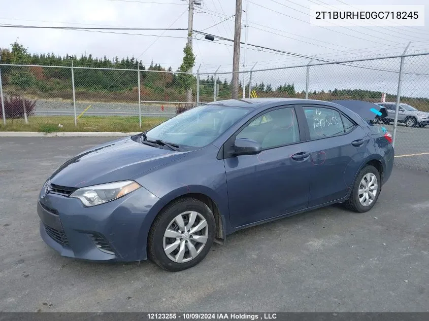 2016 Toyota Corolla L/Le/Le Pls/Prm/S/S Pls VIN: 2T1BURHE0GC718245 Lot: 12123255