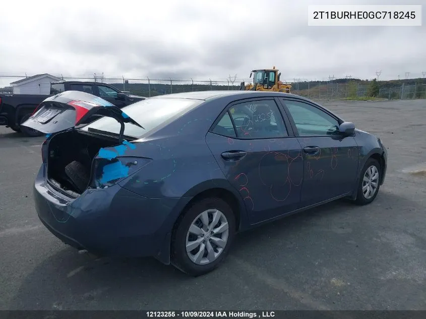 2016 Toyota Corolla L/Le/Le Pls/Prm/S/S Pls VIN: 2T1BURHE0GC718245 Lot: 12123255