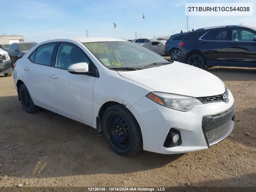 2016 Toyota Corolla L/Le/Le Pls/Prm/S/S Pls VIN: 2T1BURHE1GC544038 Lot: 12126135