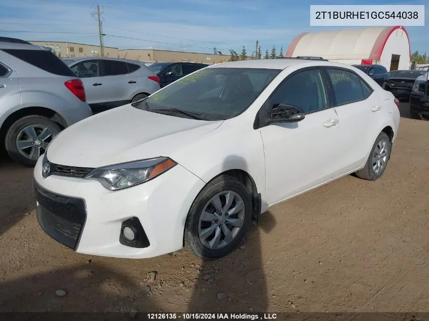 2016 Toyota Corolla L/Le/Le Pls/Prm/S/S Pls VIN: 2T1BURHE1GC544038 Lot: 12126135