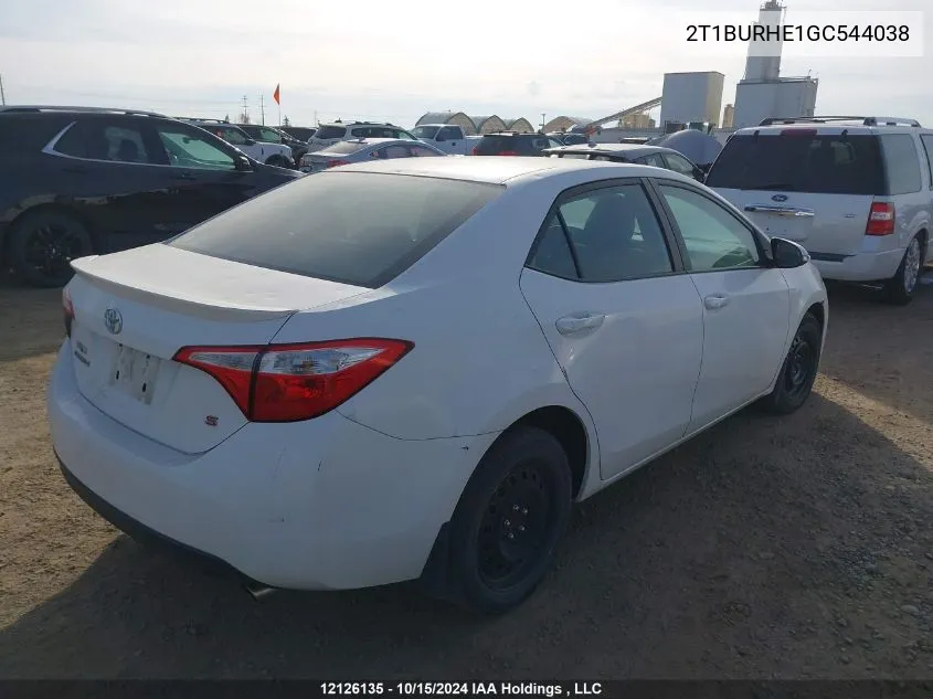 2016 Toyota Corolla L/Le/Le Pls/Prm/S/S Pls VIN: 2T1BURHE1GC544038 Lot: 12126135