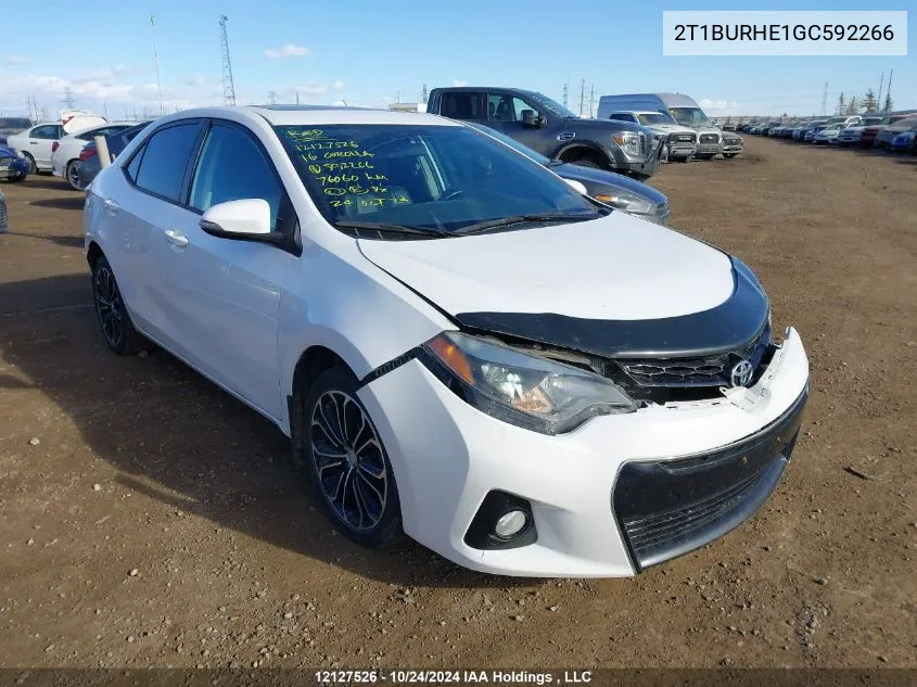 2016 Toyota Corolla L/Le/Le Pls/Prm/S/S Pls VIN: 2T1BURHE1GC592266 Lot: 12127526