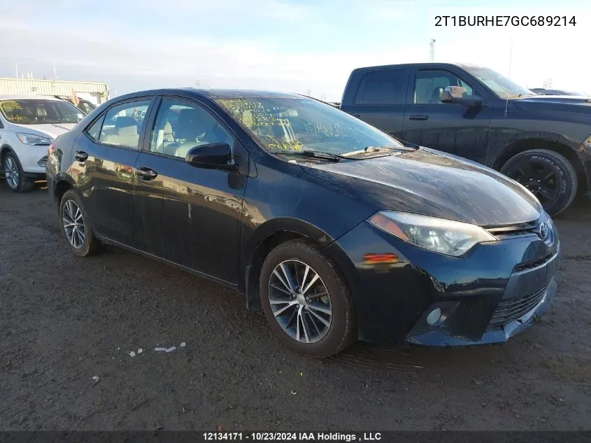 2016 Toyota Corolla L/Le/Le Pls/Prm/S/S Pls VIN: 2T1BURHE7GC689214 Lot: 12134171