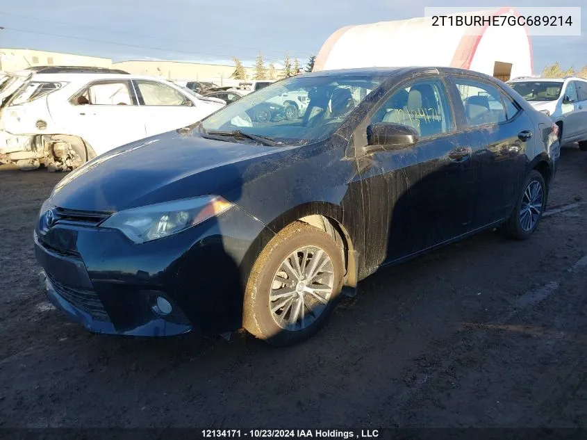 2016 Toyota Corolla L/Le/Le Pls/Prm/S/S Pls VIN: 2T1BURHE7GC689214 Lot: 12134171