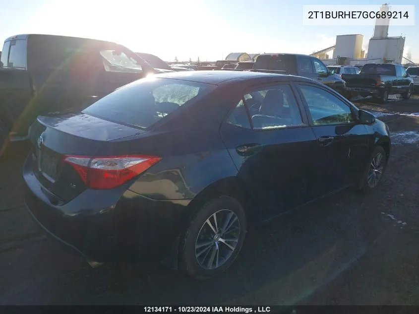 2016 Toyota Corolla L/Le/Le Pls/Prm/S/S Pls VIN: 2T1BURHE7GC689214 Lot: 12134171