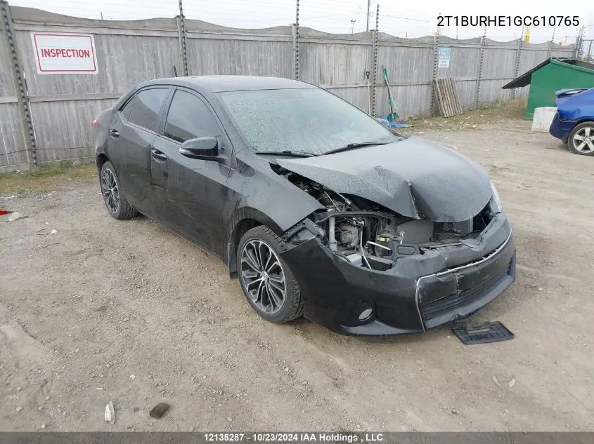 2016 Toyota Corolla L/Le/Le Pls/Prm/S/S Pls VIN: 2T1BURHE1GC610765 Lot: 12135287