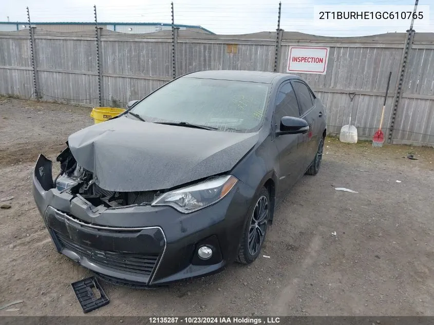 2016 Toyota Corolla L/Le/Le Pls/Prm/S/S Pls VIN: 2T1BURHE1GC610765 Lot: 12135287