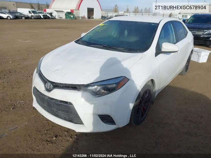 2016 Toyota Corolla L/Le/Le Pls/Prm/S/S Pls VIN: 2T1BURHEXGC678904 Lot: 12143266