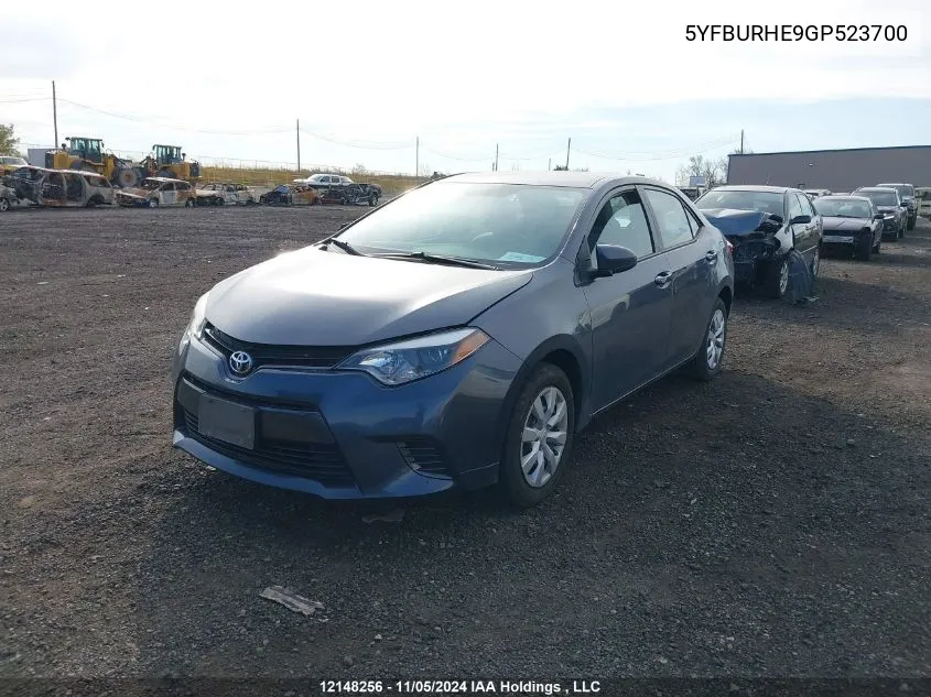 2016 Toyota Corolla L/Le/Le Pls/Prm/S/S Pls VIN: 5YFBURHE9GP523700 Lot: 12148256