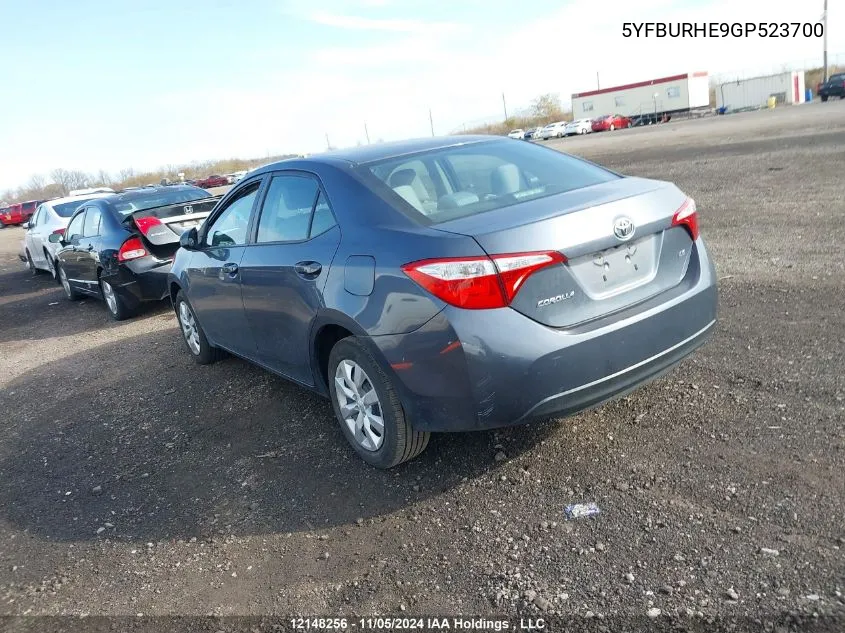 2016 Toyota Corolla L/Le/Le Pls/Prm/S/S Pls VIN: 5YFBURHE9GP523700 Lot: 12148256