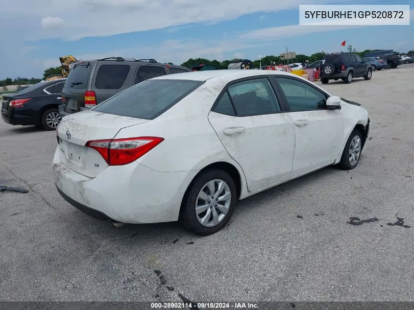 5YFBURHE1GP520872 2016 Toyota Corolla Le