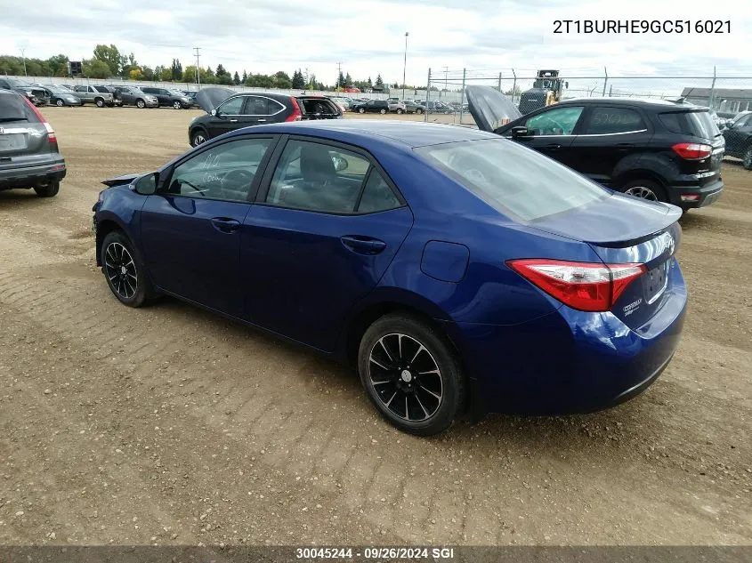 2016 Toyota Corolla L/Le/Le Pls/Prm/S/S Pls VIN: 2T1BURHE9GC516021 Lot: 30045244