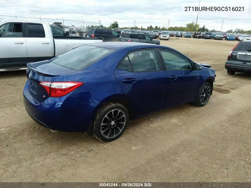 2016 Toyota Corolla L/Le/Le Pls/Prm/S/S Pls VIN: 2T1BURHE9GC516021 Lot: 30045244