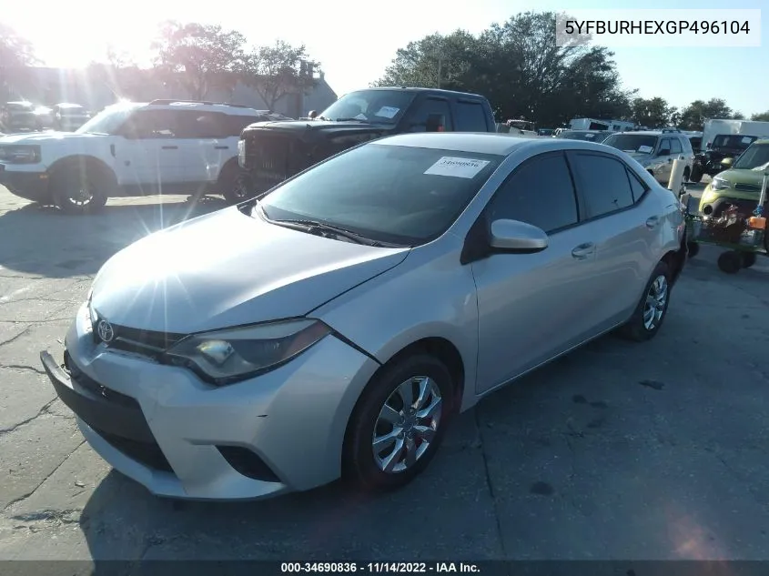 5YFBURHEXGP496104 2016 Toyota Corolla L