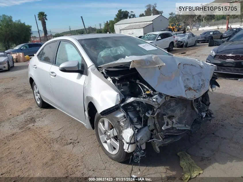 2016 Toyota Corolla S Plus VIN: 5YFBURHE1GP515705 Lot: 38637423