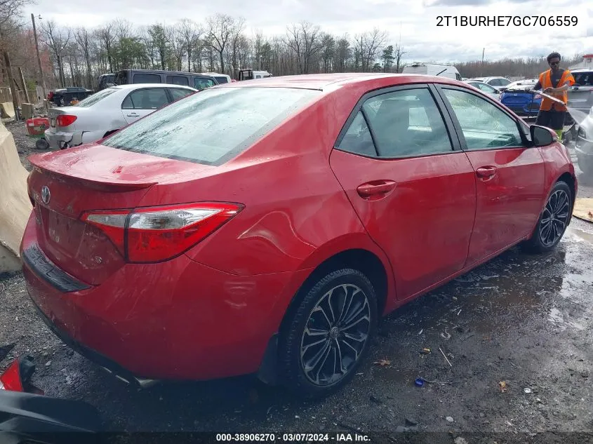 2016 Toyota Corolla S Plus VIN: 2T1BURHE7GC706559 Lot: 38906270