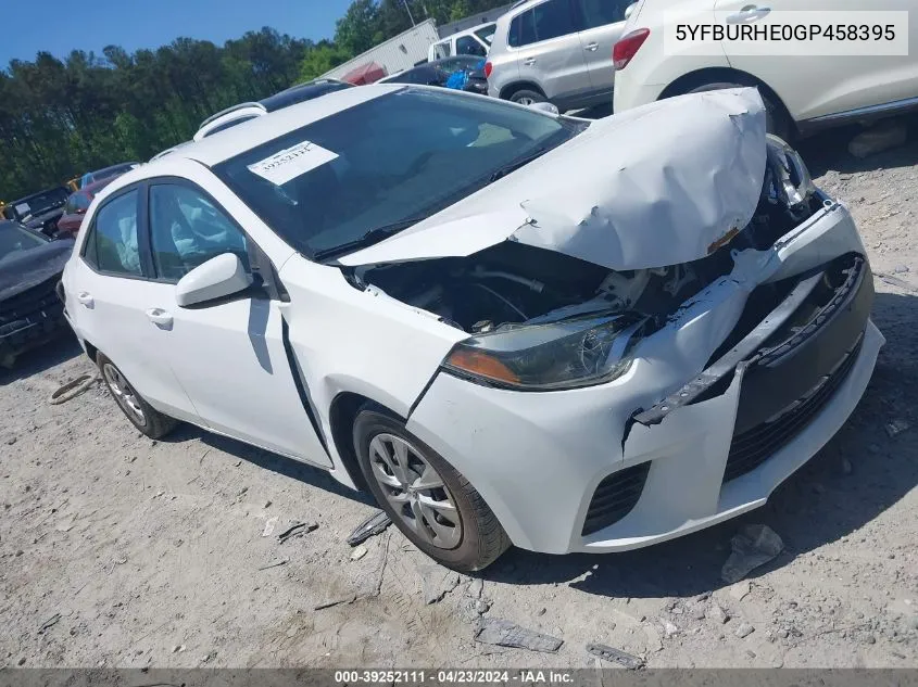 2016 Toyota Corolla L VIN: 5YFBURHE0GP458395 Lot: 39252111