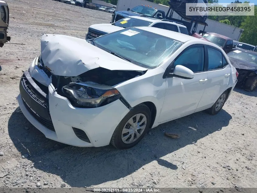 2016 Toyota Corolla L VIN: 5YFBURHE0GP458395 Lot: 39252111