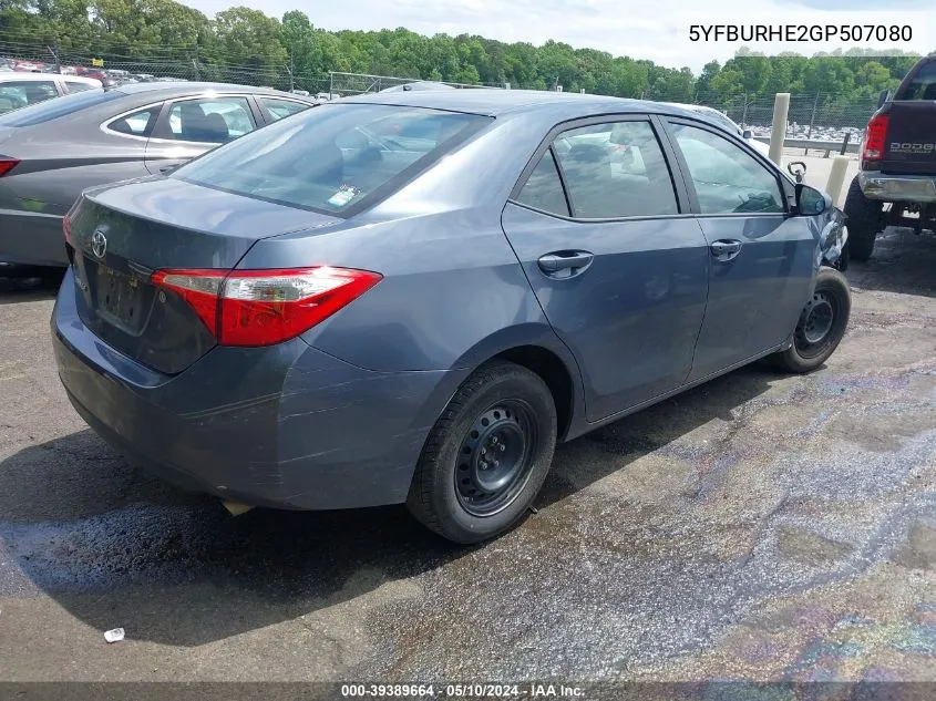 2016 Toyota Corolla L VIN: 5YFBURHE2GP507080 Lot: 39389664