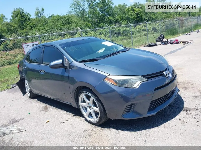 2016 Toyota Corolla Le VIN: 5YFBURHE6GP425644 Lot: 39417289