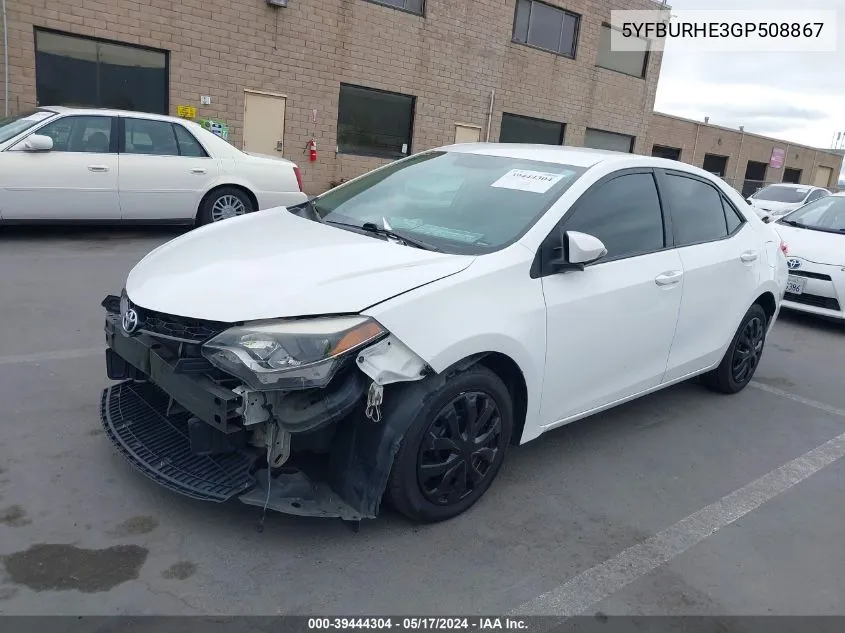 5YFBURHE3GP508867 2016 Toyota Corolla S