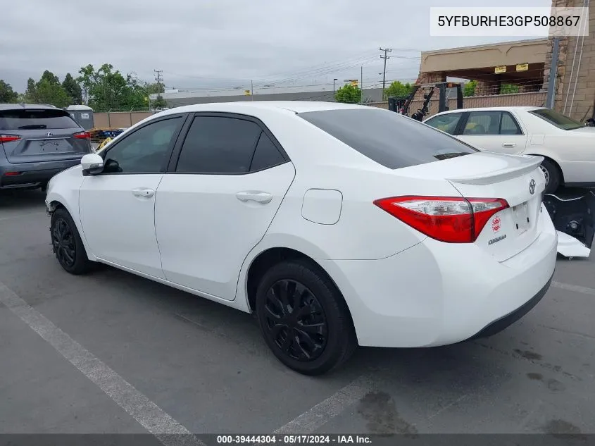 2016 Toyota Corolla S VIN: 5YFBURHE3GP508867 Lot: 39444304