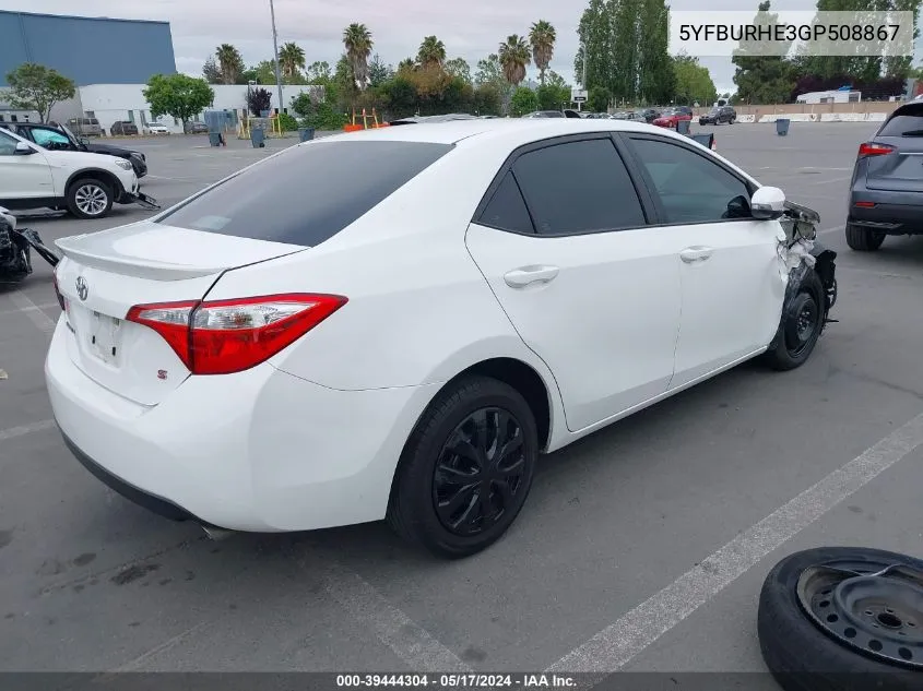 5YFBURHE3GP508867 2016 Toyota Corolla S