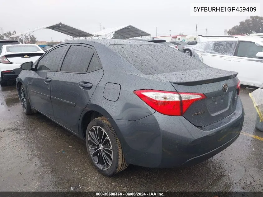 2016 Toyota Corolla S Plus VIN: 5YFBURHE1GP459409 Lot: 39590774