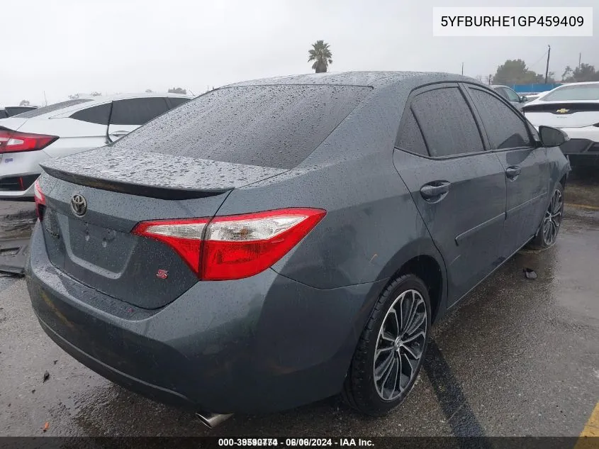 2016 Toyota Corolla S Plus VIN: 5YFBURHE1GP459409 Lot: 39590774