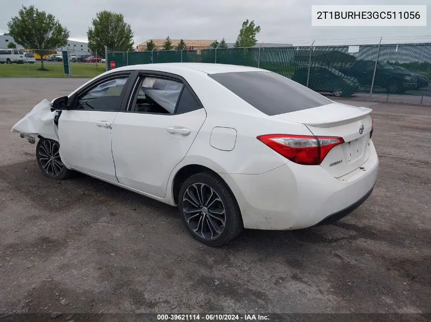 2016 Toyota Corolla S Plus VIN: 2T1BURHE3GC511056 Lot: 39621114