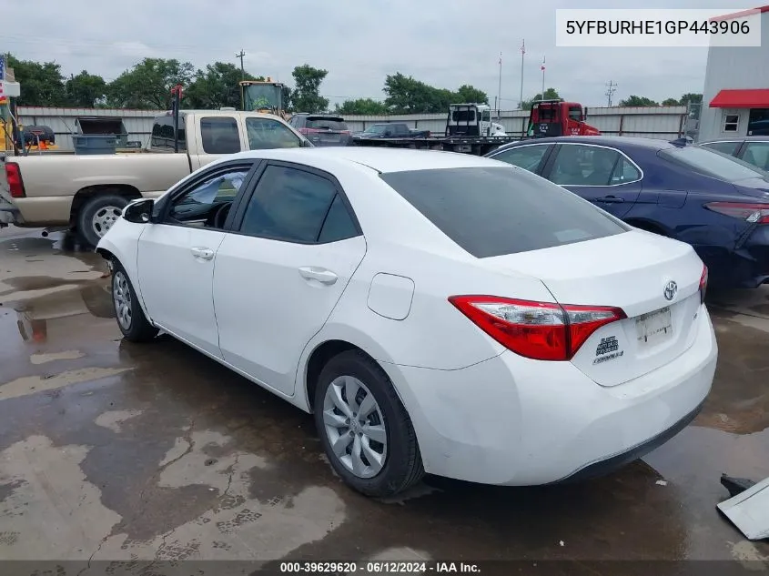 5YFBURHE1GP443906 2016 Toyota Corolla Le