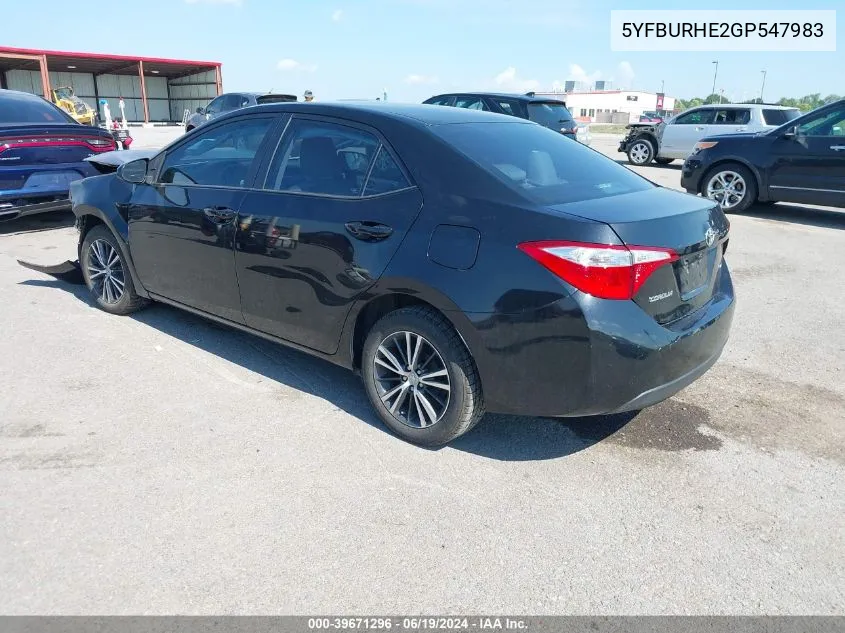 2016 Toyota Corolla Le Plus VIN: 5YFBURHE2GP547983 Lot: 39671296