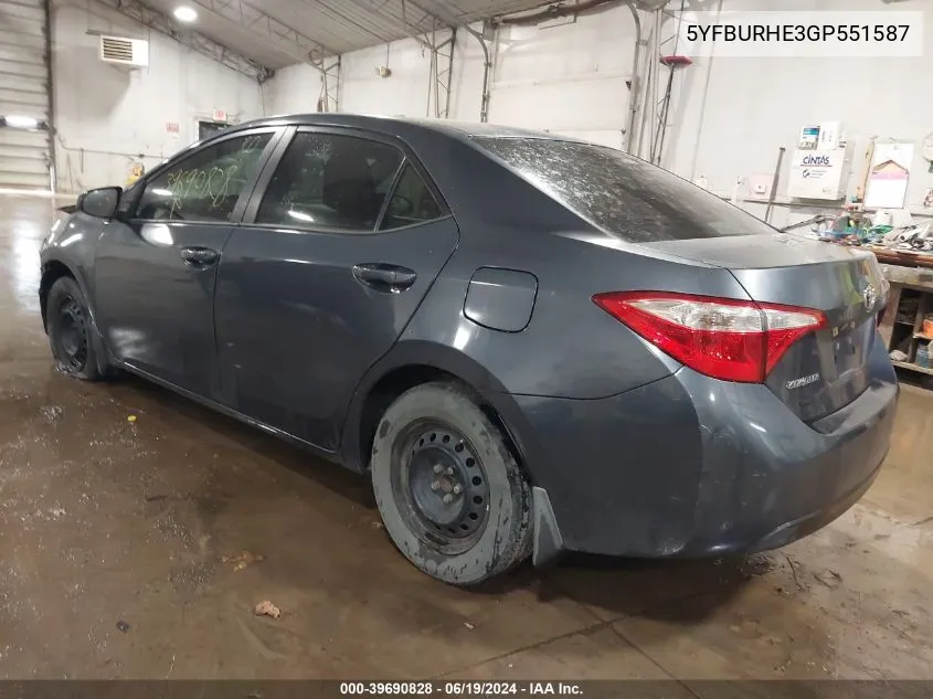 5YFBURHE3GP551587 2016 Toyota Corolla L