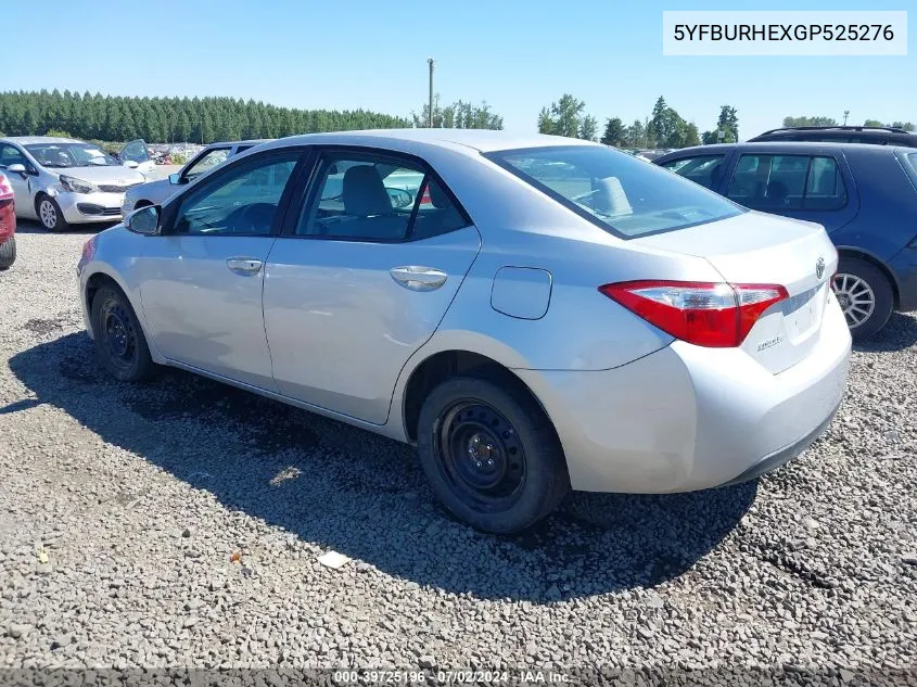 2016 Toyota Corolla Le VIN: 5YFBURHEXGP525276 Lot: 39725196