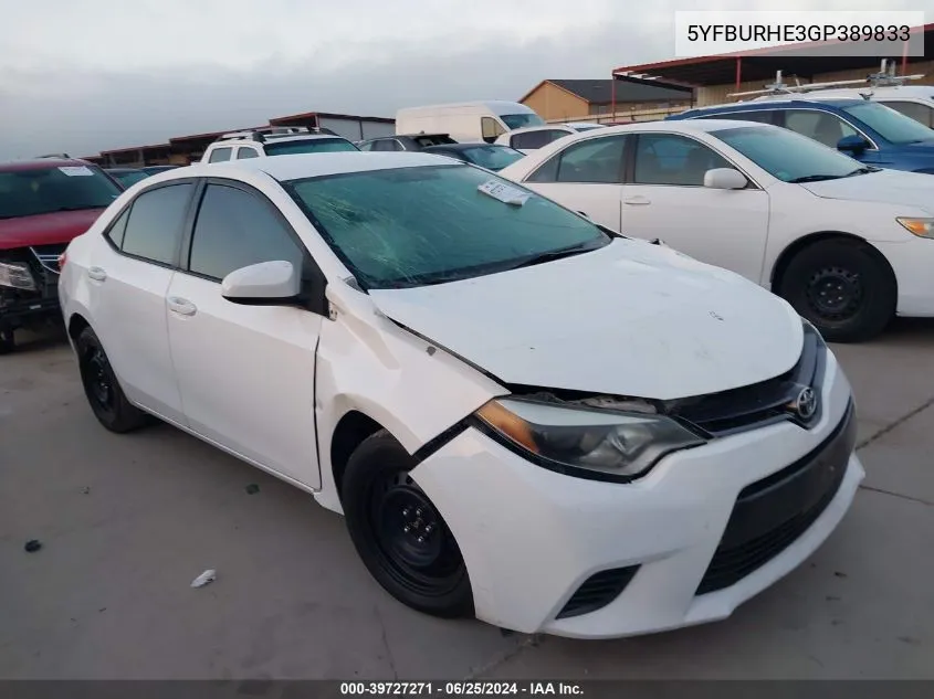 5YFBURHE3GP389833 2016 Toyota Corolla Le