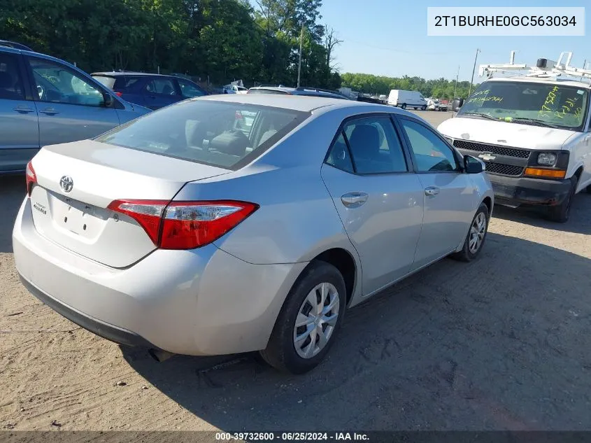 2016 Toyota Corolla L VIN: 2T1BURHE0GC563034 Lot: 39732600