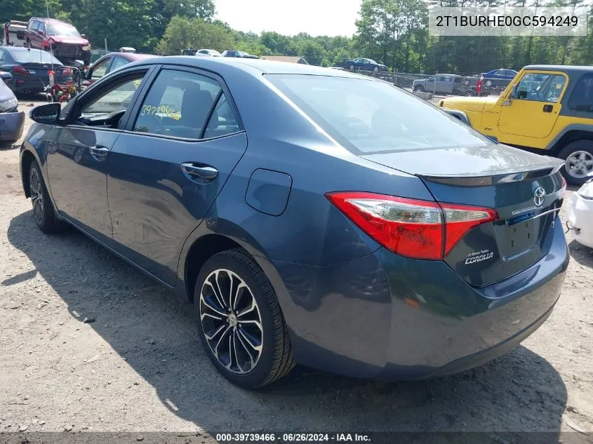 2016 Toyota Corolla S Plus VIN: 2T1BURHE0GC594249 Lot: 39739466