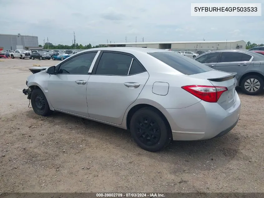 5YFBURHE4GP503533 2016 Toyota Corolla L