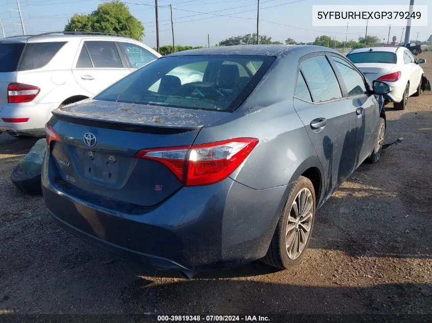 2016 Toyota Corolla S Plus VIN: 5YFBURHEXGP379249 Lot: 39819348