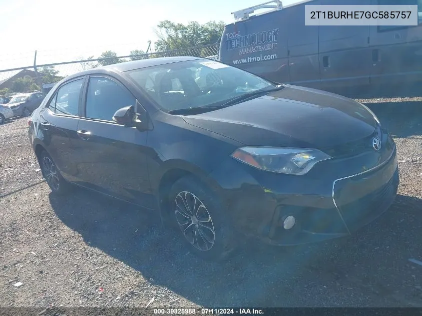 2016 Toyota Corolla S VIN: 2T1BURHE7GC585757 Lot: 39825988