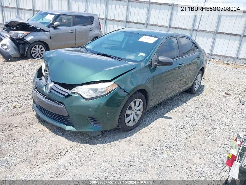 2016 Toyota Corolla Le VIN: 2T1BURHE5GC708004 Lot: 39864457