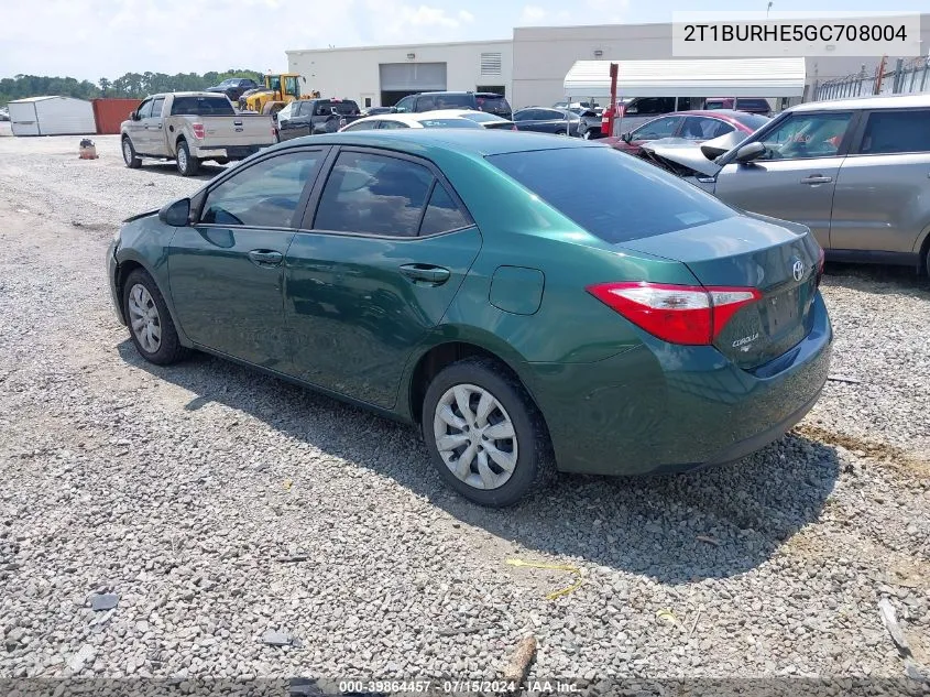 2016 Toyota Corolla Le VIN: 2T1BURHE5GC708004 Lot: 39864457