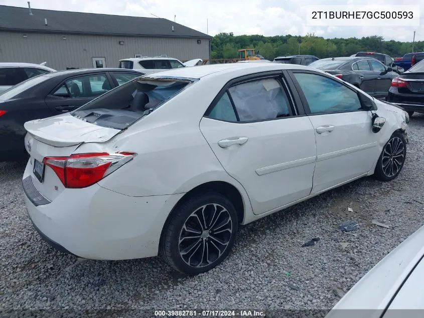 2016 Toyota Corolla S Plus VIN: 2T1BURHE7GC500593 Lot: 39882781